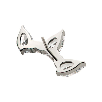 Invictus Titanium Threadless Alternating Teardrop & Round Prong Set CZ 5 Cluster Top