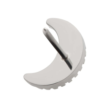 Invictus Titanium Threadless Crescent Moon Top with Prong Set White Opal