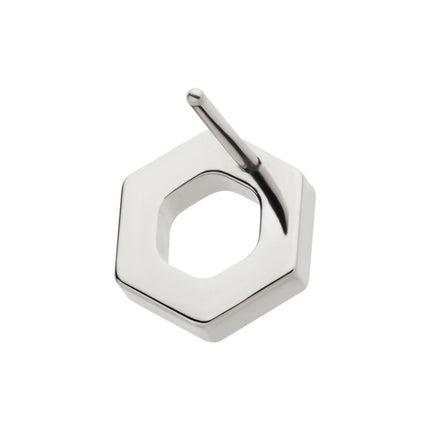 Invictus Titanium Threadless Pave Set Round CZ Gem Hexagon Top