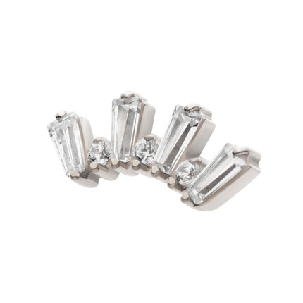 Invictus Titanium Threadless Prong Set Baguette & Round CZ 7-Cluster Top