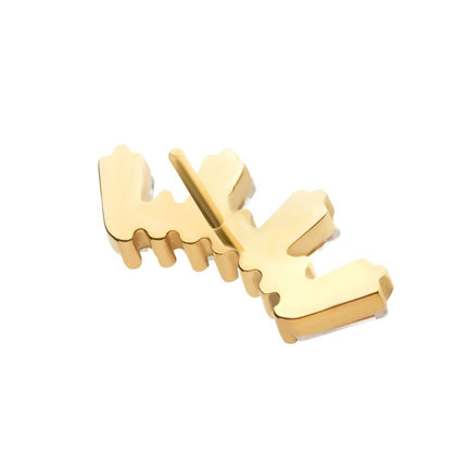 Invictus 24Kt Gold PVD Titanium Threadless Prong Set Baguette & Round CZ 7-Cluster Top