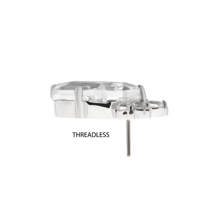 Invictus Titanium Threadless Prong Set Kite Shape CZ Top with 5-Cluster Round CZ