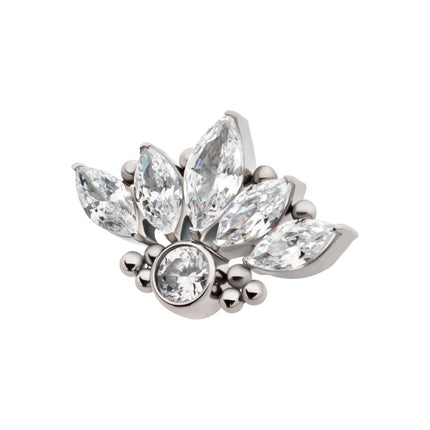 Invictus Titanium Threadless 5-Cluster Prong Set Marquise CZ Top with Beads & Bezet Set Round CZ
