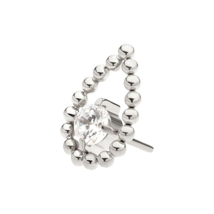 Invictus Titanium Threadless Hollow Teardrop Shape Beads with Prong Set CZ Top