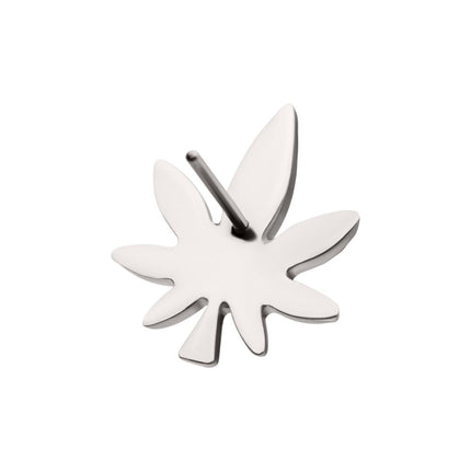 Invictus Titanium Threadless Prong Set Emerald Green Gem Pot Leaf Top