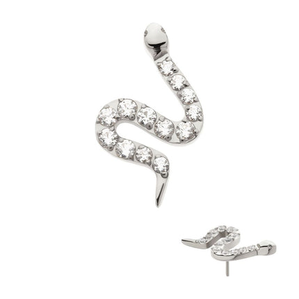 Invictus Titanium Threadless Pave Set 13 Clear CZ Snake Top