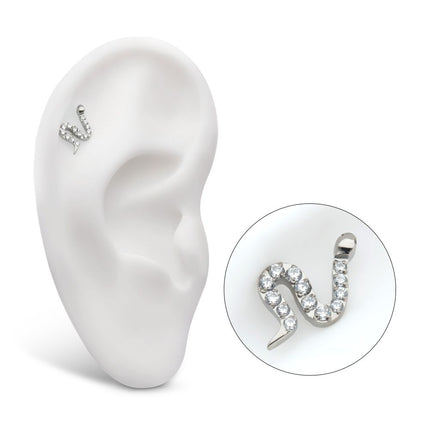 Invictus Titanium Threadless Pave Set 13 Clear CZ Snake Top