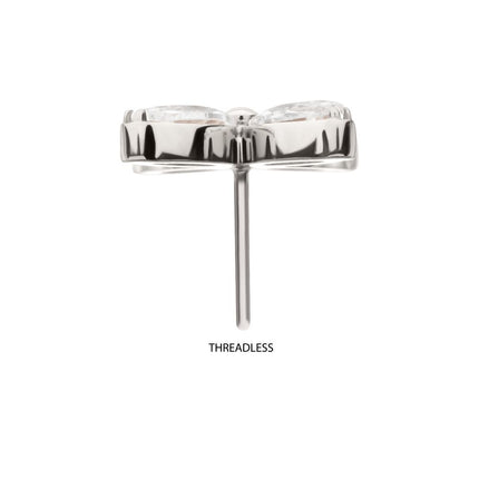 Invictus Titanium Threadless 4-Marquise Flower Gem Top