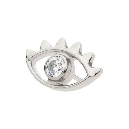 Invictus Titanium Threadless with 2mm Bezel Set Round CZ Gem Evil Eye Top