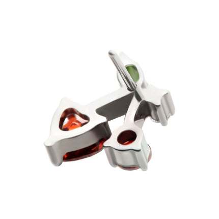 Invictus Titanium Threadless Prong Set Multi Gem Cherry Top