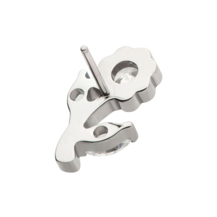 Invictus Titanium Threadless Prong Set Round & Marquise CZ Gem Rose Flower Top