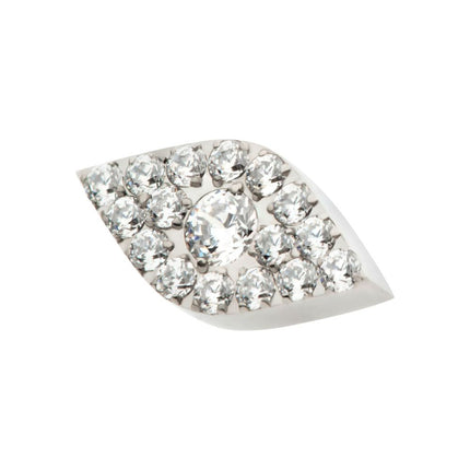 Invictus Titanium Threadless Pave Set Full Clear Round CZ Gem Evil Eye Top