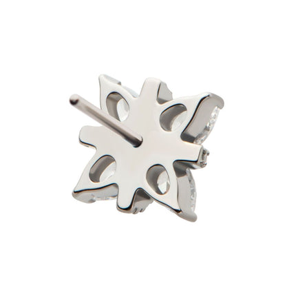 Invictus Titanium Threadless Paved CZ Cross with Pronged Marquise CZ Flower Top