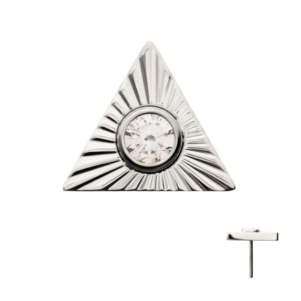 Invictus Titanium Threadless Corrugated Triangle Top with Bezel Gem