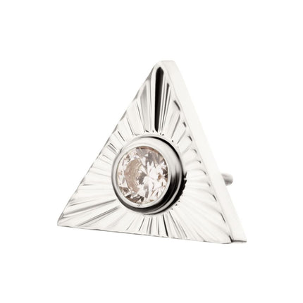 Invictus Titanium Threadless Corrugated Triangle Top with Bezel Gem