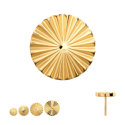 Invictus 24Kt Gold PVD Titanium Threadless Radiant Corrugated Round Top
