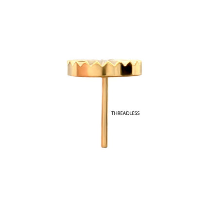 Invictus 24Kt Gold PVD Titanium Threadless Radiant Corrugated Round Top