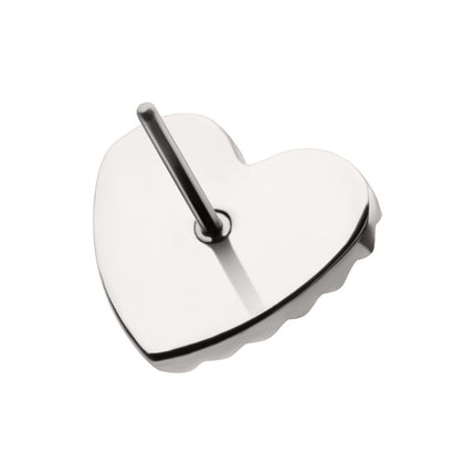 Invictus Titanium Threadless Corrugated Heart with Bezel Gem Top