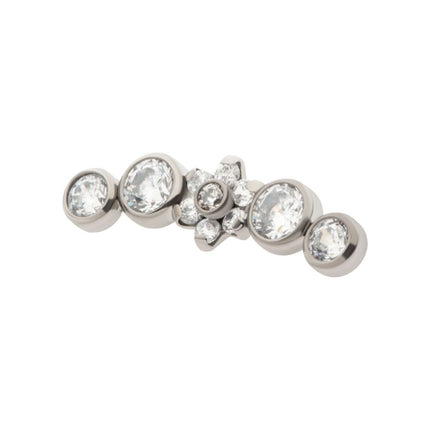 Invictus Titanium Threadless Prong Set Flower with Bezel Set Round CZ/Opal Cluster Top