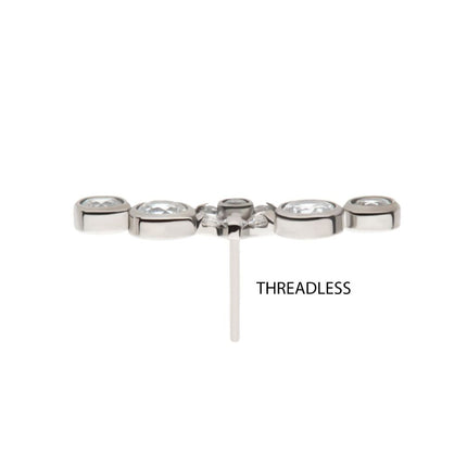Invictus Titanium Threadless Prong Set Flower with Bezel Set Round CZ/Opal Cluster Top