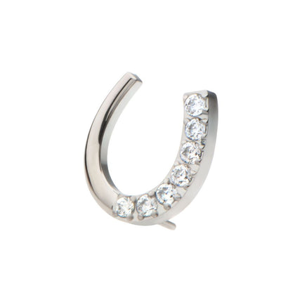Invictus Titanium Threadless Paved Round CZ Horseshoe Shape Top