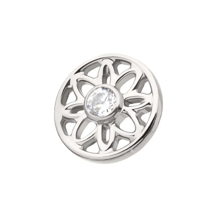 Invictus Titanium Threadless Bezel Set Gem Flower Mandala Top