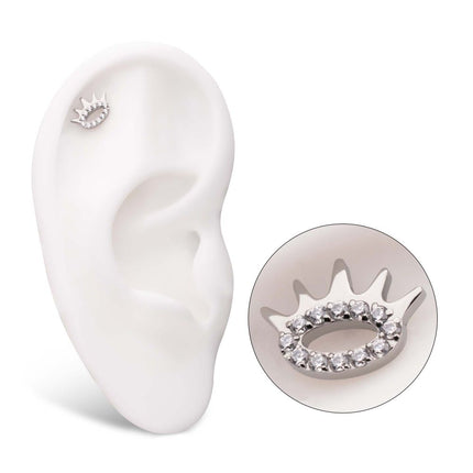 Invictus Titanium Threadless Prong Set Gem Eye and Lash Top