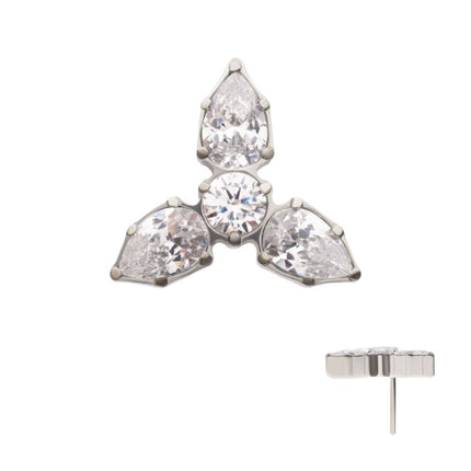 Invictus Titanium Threadless Teardrop Gem Trinity Top