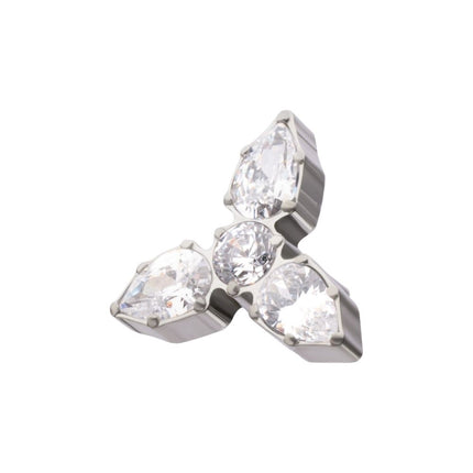 Invictus Titanium Threadless Teardrop Gem Trinity Top