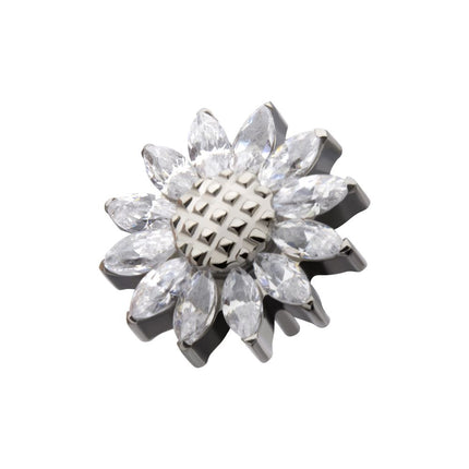 Invictus Titanium Threadless Prong Set Marquise Gem Sunflower Top