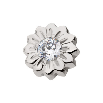 Invictus Titanium Threadless Prong Set Gem Daisy Flower Top