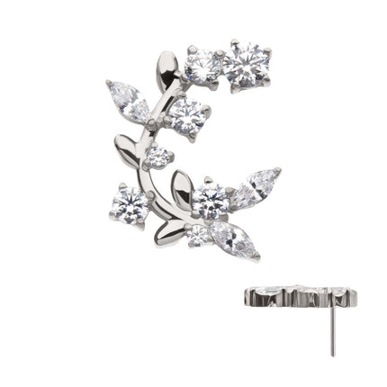 Invictus Titanium Threadless Prong Set Round & Marquise Gem Vine Top