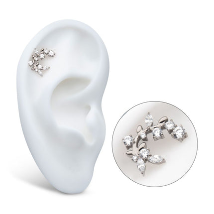 Invictus Titanium Threadless Prong Set Round & Marquise Gem Vine Top