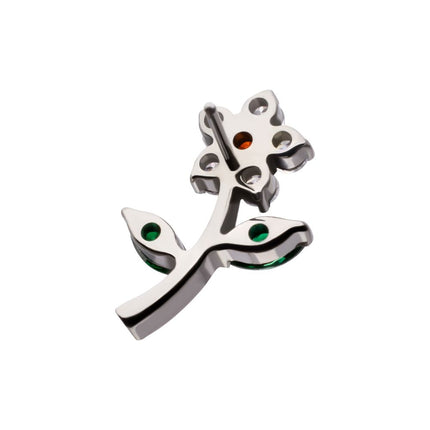 Invictus Titanium Threadless Prong Set Gem Flower & Stem Top