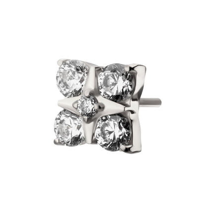 Invictus Titanium Threadless Square Shape Top with Prong Set 5-Gem Cluster