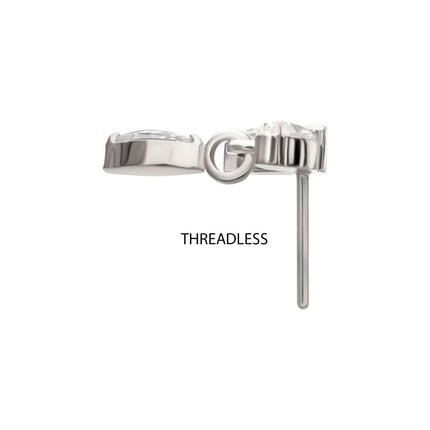 Invictus Titanium Threadless Twin Marquise Gem Top with Marquise Dangle