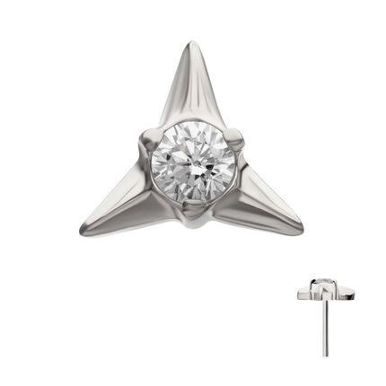 Invictus Titanium Threadless Triangle Shape Top with Prong Set Gem