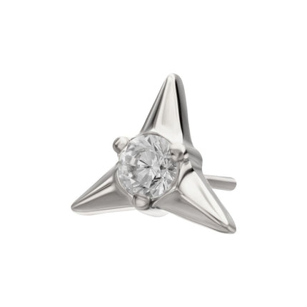 Invictus Titanium Threadless Triangle Shape Top with Prong Set Gem