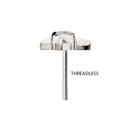 Invictus Titanium Threadless Triangle Shape Top with Prong Set Gem