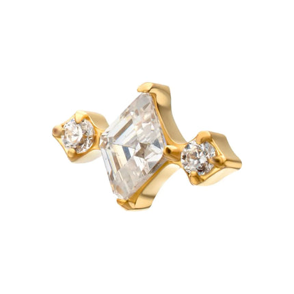 Invictus 24KT Gold PVD Titanium Threadless 3-Cluster Top