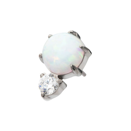 Invictus Threadless Prong Set Double Round Gem and Synthetic Opal Top
