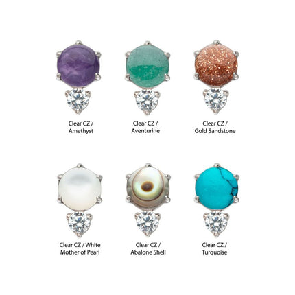 Invictus Threadless Prong Set Double Round Gem and Natural Stone Top