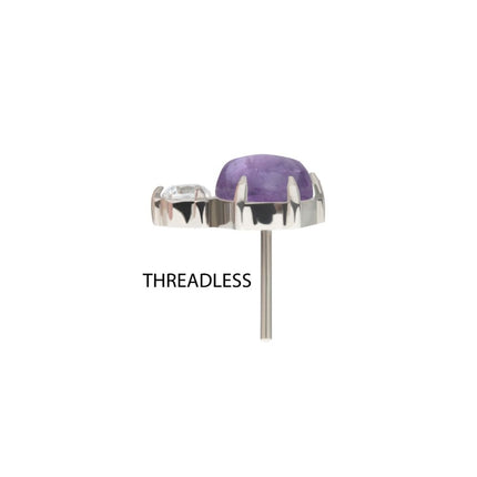 Invictus Threadless Prong Set Double Round Gem and Natural Stone Top