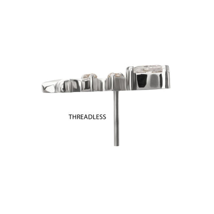 Invictus Titanium Threadless Low Profile Fishbone Top with Prong Set Gem