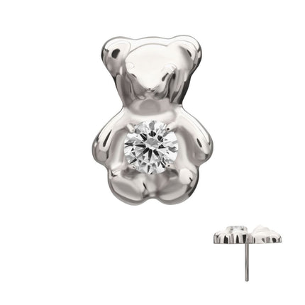 Invictus Titanium Threadless Prong Set Gem Teddy Bear Top