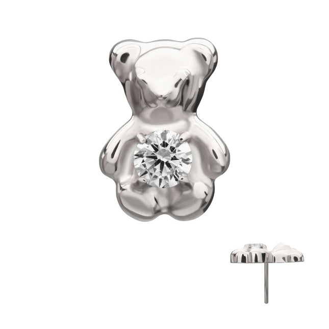 Invictus Titanium Threadless Prong Set Gem Teddy Bear Top