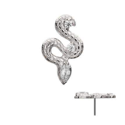 Invictus Titanium Threadless Textured Snake Gem Top