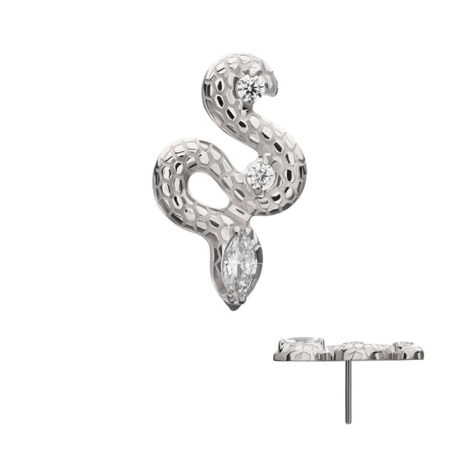 Invictus Titanium Threadless Textured Snake Gem Top