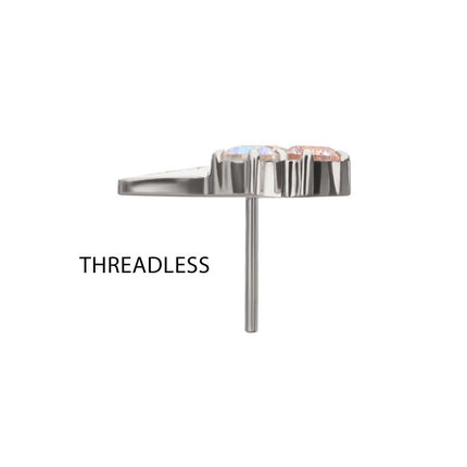 Invictus Titanium Threadless Prong Set Multi-Gem Ice Cream with Cone Top