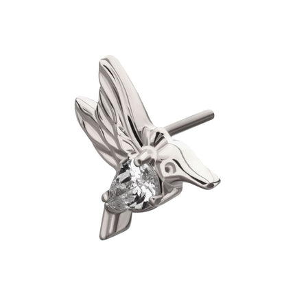 Invictus Titanium Threadless Prong Set Teardrop Gem Hummingbird Top